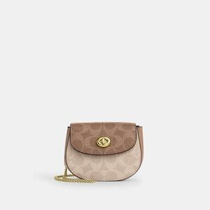 NWT Coach Turnlock Card Case In Blocked Signature Canvas mini crossbody CZ474